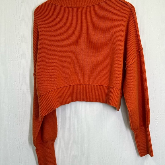 Free People - Easy Street Ribbed Pullover Orange Crop Sweater Size XS - Picture 11 of 11